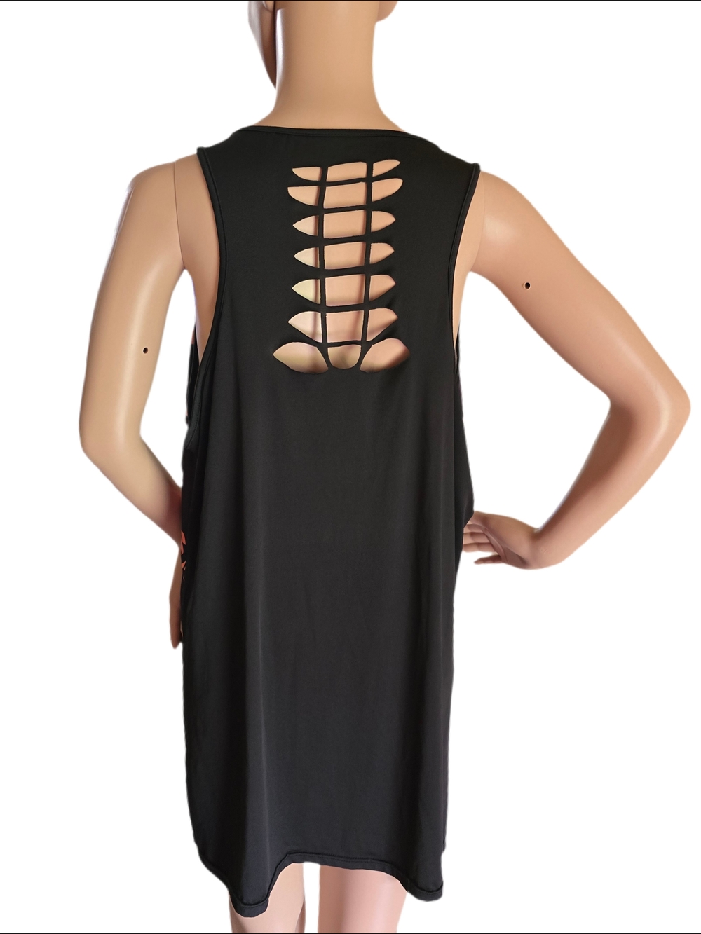 Black Halloween Pumpkin Print Tank Top - Festive Sleeveless Tee - Picture 4 of 7